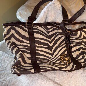 Michael Kors tote zebra canvas print like new
